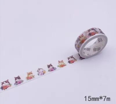 $3 • Buy Japan Washi Tape Cat With Flowers 15mmx7m MT536
