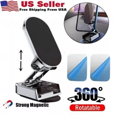 360° Rotation Magnetic Phone Holder Foldable Car Mount Stand Dashboard Universal • $6.49