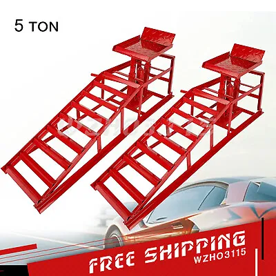 A Pair Auto Car Service Ramps Lifts Heavy Duty Hydraulic Lift Repair Frame Red • $185.99