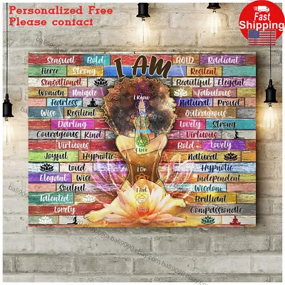 Black Girl Yoga Meditation Poster 7 Chakra Meditation Afro Black Woman Yoga... • $13.92