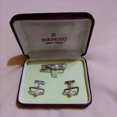 [Unused With Box] MIKIMOTO Pearl Cuff Tie Pin Set • $195.99