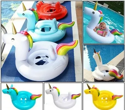 £12.99 • Buy Kids Child Baby Inflatable Unicorn Swim Ring Float Raft Seat Swimming Pool UK