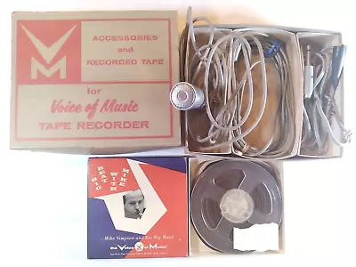 1950's Vintage VOM VOICE OF MUSIC Microphone In Box Tape Recorder Accesories Red • $65