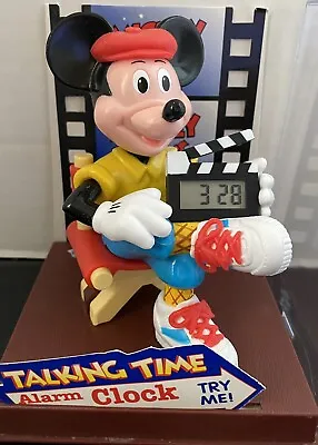 1991 Sounds Fun Disney Mickey Mouse Talking Time Director Alarm Clock NEW IN BOX • $79