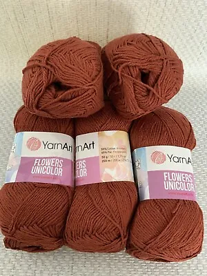 £10.99 • Buy YarnArt Flowers Unicolor  Cotton Mix Knitting/Crochet Yarn 5 X 50g Shade 764