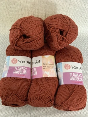 £10.99 • Buy YarnArt Flowers Unicolor  Cotton Mix Knitting/Crochet Yarn 5 X 50g Shade 764