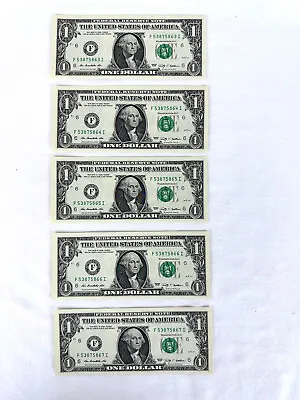 $1 Uncirculated One Dollar Bills 2009 $1 Sequential Notes Lot Of 5 • $9.99