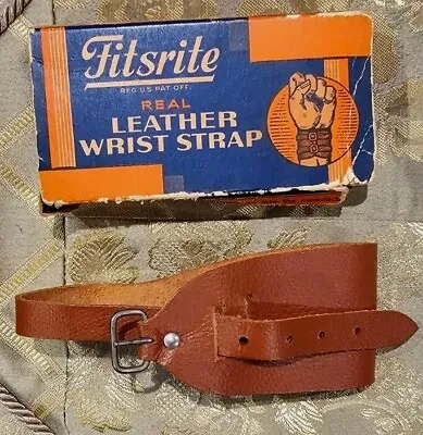 Fitsrite Real Leather Wrist Strap Genuine One Buckle Original Box Vintage USA • $25