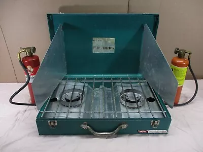 Vintage BERNZ-O-MATIC 2 Burner Propane Gas Camping Cook Camping Stove & Extra's • $47.99