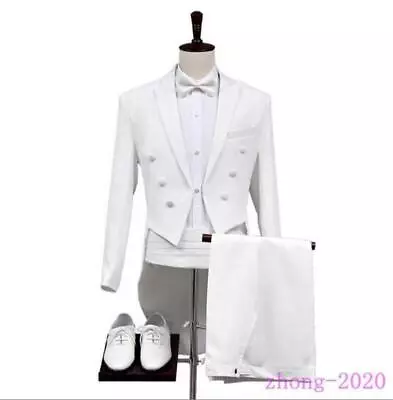 Mens Tailcoat Tuxedo Suit Trousers Pants 2PCS Set Formal Prom Dress Wedding Club • $84.99