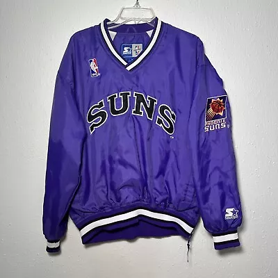 Vintage 90s Starter Phoenix Suns NBA Fleece Lined Pullover Jacket Purple Sz M • $50