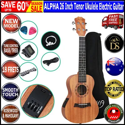 $72.45 • Buy ALPHA 26 Inch Tenor Ukulele Electric Mahogany Ukeleles Uke Hawaii Guitar With EQ