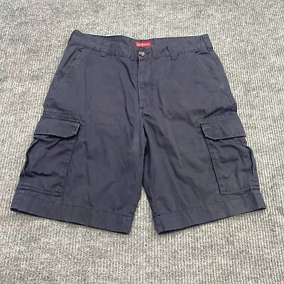 Merona Mens Cargo Shorts Size 34 Navy Blue Cotton Multiple Pockets Preppy • $13.98