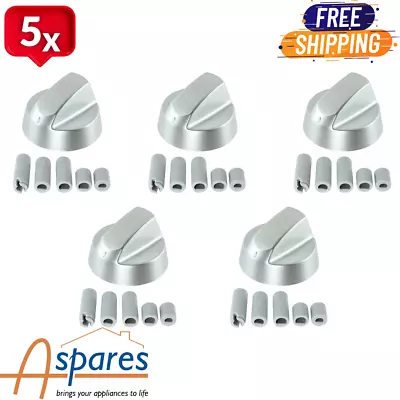 5x KENWOOD Silver Grey Oven Cooker Hob Control Knob Switch + 5 Adaptor Kit • £9.49