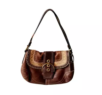 Coach Vintage Brown Soho Patchwork Leather W/Rivets Shoulder Bag • $80