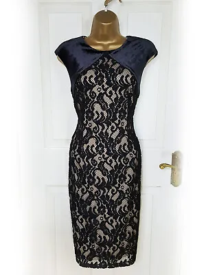 CATO Velvet And Lace Embroidered Bodycon Midi Dress Size 10/12 - BNWT • £13.99