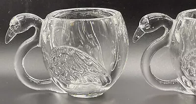 Vintage Swan Shaped Glass Cups Clear Heavy Alice In Wonderland Novelty Glasses • $49.99