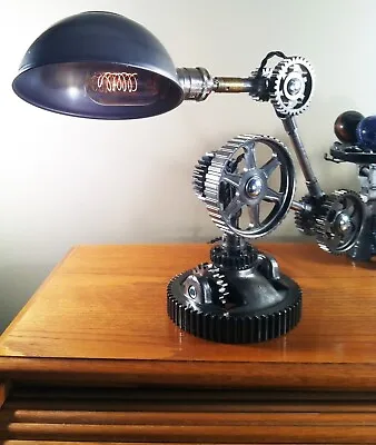 Custom Made Industrial Style Steampunk Table Lamp Heavy Duty Gears • $1250