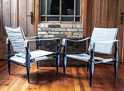 $796 • Buy One Of Two Original Wilhelm Kienzle Black Safari Chair, Cotton1950 Vintage 