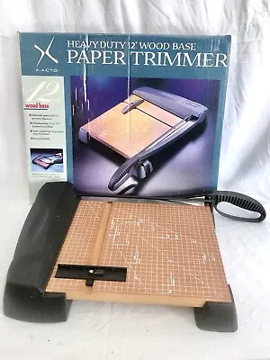 X-ACTO Heavy-Duty Guillotine 12” Paper Trimmer Cutter Wood Base 26312 • $35