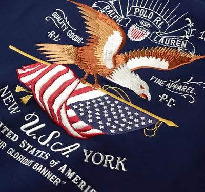 Polo Ralph Lauren Custom Slim Fit Eagle Embroidered Polo Shirt New York U.S.A. • £95