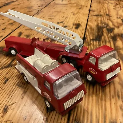 Vintage 1970s Pressed Steel Tonka Fire Engine And Ladder Truck • $171.19