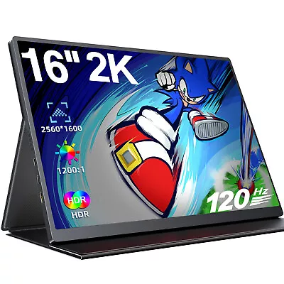 $287.99 • Buy 16  120Hz Monitor 2560*1600 2K Portable Monitor Gaming Monitor 16:10 Screen