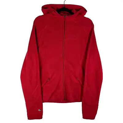 Vintage Adidas 2000's Womens Coral Red Full Zip Fleece Hoodie Size L • $49