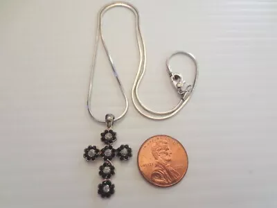 Silvertone Crystal Rhinestone Green Enamel Flowers Chain Pendant Necklace • $6.99