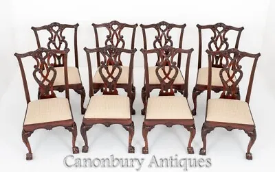 Set Chippendale Dining Chairs Mahogany Set 8 • $3100