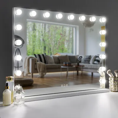 FENCHILIN Hollywood Vanity Makeup Mirror With Lights 18-LED Tabletop Wall Metal • $170.99