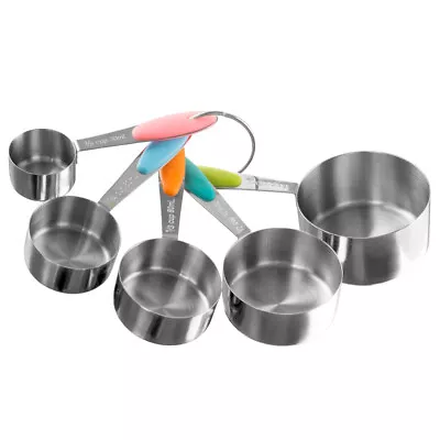 Stainless Steel Measuring Cups Set Of 5 On Ring Space Saving Stacks Inside Cups • $14.24