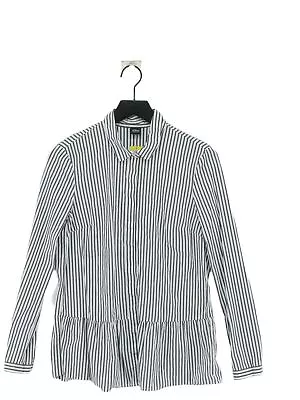 S.Oliver Women's Shirt M White Striped 100% Other Long Sleeve Collared Basic • $9.95