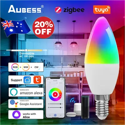 $18.99 • Buy TUYA ZIGBEE E14 Smart LED Light Bulb RGB+CCT Candle Lamp For Alexa Google Home!