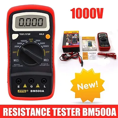 BM500A Digital Insulation Resistance Tester Meter Megohmmeter Megger 1000V 1999M • $21.09