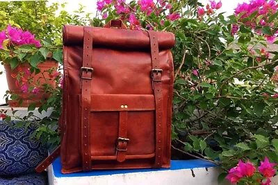 Men's Vintage Messenger Shoulder Satchel Bag Leather Backpack Rucksack Genuine • $85.50