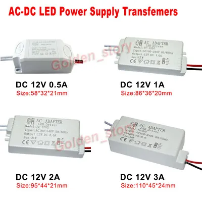 LED Driver Adapter AC-DC Power Converter 110V 120V 220V 230V To 12V Transformer  • £4.82