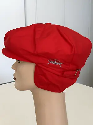 NEW Vintage M Bogner News Boy Cap Red Ski Winter Hat Flaps • $24.85