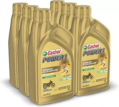 Castrol 06112 POWER 1 4T 10W-40 Synthetic Motorcycle Oil 1 Quart Bottle 6 Pack • $59.99