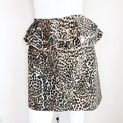 £9.73 • Buy Topshop Leopard Print Ruffled Peplum Mini Short Skirt Women’s Size 10