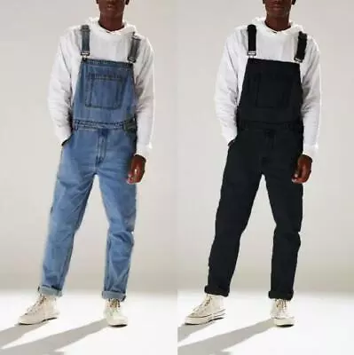Mens Wash Denim Designer Dungaree Dungarees Jeans Bib Overalls Suspenders Pants • $48.50