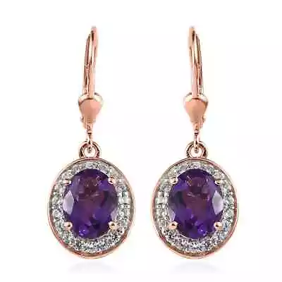 4.00ctw Premium Moroccan Amethyst Earrings Vermeil RG Over 925 Sterling Silver • $149.93