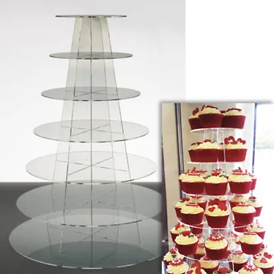 Cupcake Stand 7 TIER ROUND - Clear Perspex Display Tower For Wedding & Party UK • £42.50