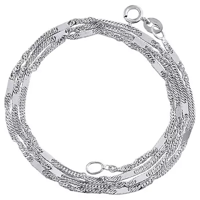 10K White Gold 1.50mm Solid Singapore Bar Fancy Chain Womens Necklace 16  - 24  • $165