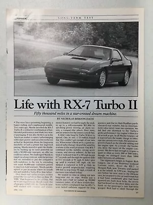 MISC1831 Vintage Article Road Test 1988 Mazda RX-7 Turbo II April 1988 3 Page • $14.99