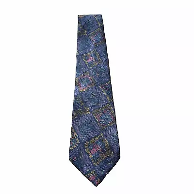 Vtg Canali Milano Pure Silk Tie Mens Classic Blue Geometric Designer • $11.59