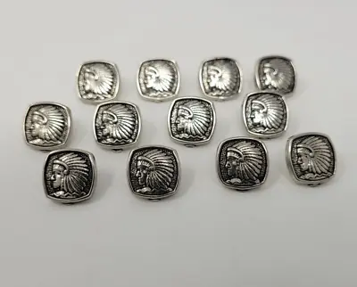 12 Pcs Western Tribal Chief Silver Molded Plastic Craft Sewing Shank Buttons VTG • $9.99