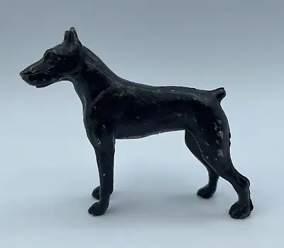Vintage Solid Metal Painted Figurine Of A Doberman Pinscher Dog • $25