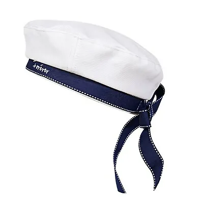 Women White Sailor Marine Navy Anchor Beanie French Beret Hat Cap With Ribbon • $22.50