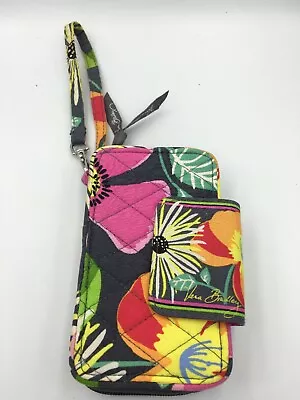 Vera Bradley Jazzy Blooms Carry All-full Zip Cc/bill/zip Coin/id And Phone Ec • $16.50